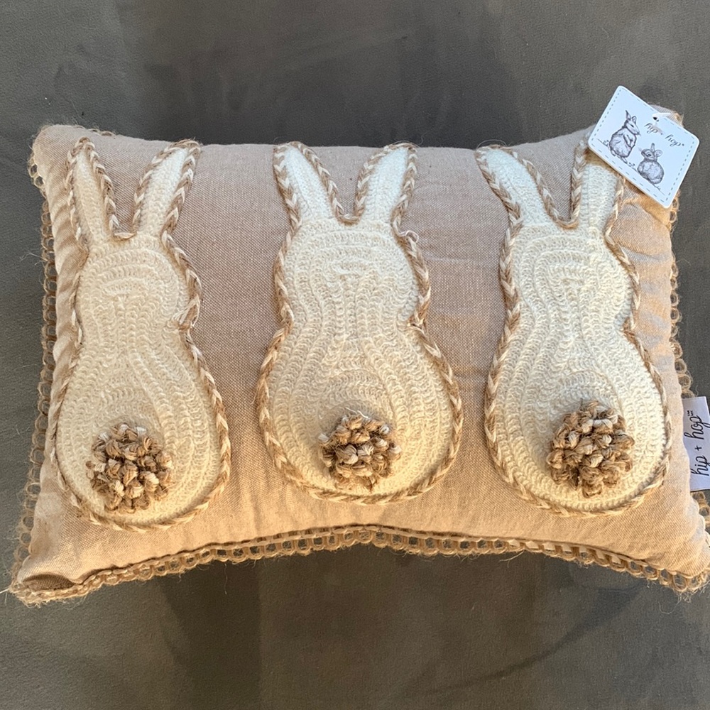 Burlap Shabby Chic/Farmhouse Easter Bunny Pillow